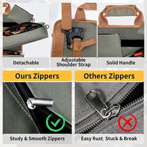 Upgraded Tool Roll Up Bag, 20" Roll Up Tool Bag, Roll Up Tool Organizer with 3 Detachable Pouches & Shoulder Strap, Multi-Purpose Tool Roll Pouch for Motorcycle/Truck/Mechanic/Electrician