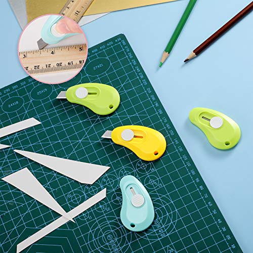 12 Pieces Mini Retractable Utility Knife Box Cutter Letter Opener Pocket Knives Colorful Mini Slides Open for Letter Small Box Opening Paper Cutting DIY Crafts