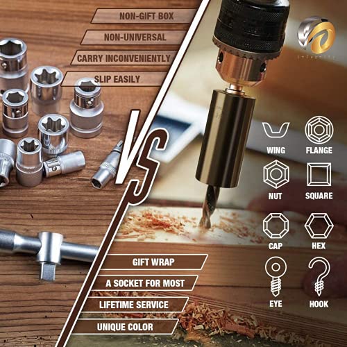 Universal Socket Tool - Flexible Drill Bit Extension with Power Drill Adapter for Home Improvement, Construction, DIY, & Carpentry - Cool & Useful Gift for Men - 3-Piece Socket Set by inZaynity