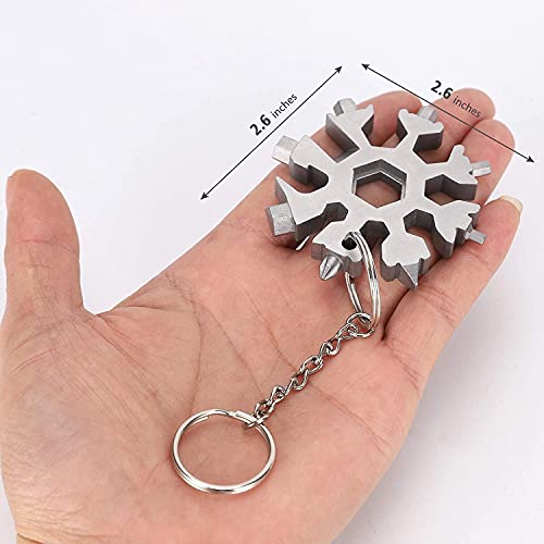18-in-1 Snowflake Multi Tool, Gift for Boys Father/Dad Husband, Portable Stainless Multi-Tool Compact Snowflake Tool Multi Instrument Outdoor, DIY Handyman Hand Tools Christmas Gift (Sliver)