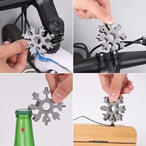 18-in-1 Snowflake Multi Tool, Gift for Boys Father/Dad Husband, Portable Stainless Multi-Tool Compact Snowflake Tool Multi Instrument Outdoor, DIY Handyman Hand Tools Christmas Gift (Sliver)