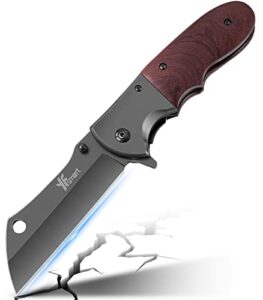kpieit pocket knife for men, folding knife 3.4″ carbon steel stainless blade, edc knife with linerlock, clip, tactical knife for camping hunting survival indoor and outdoor mens gift
