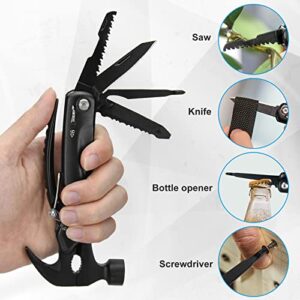 BIIB Camping Accessories 12 in 1 Hammer Multitool, Cool Stuff Gifts for Men, Fathers Gifts Tools Gadgets for Men, Birthday Gifts for Men, Camping Gear Gifts for Dad, Husband, Boyfriend, Grandpa