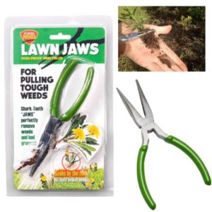 lawn jaws the original sharktooth weed puller remover weeding & gardening tool weeder – pull from the root easily!- great gardening