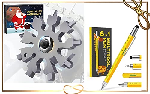 Gifts for Men-Snowflake Multitool Tools Christmas Stocking Stuffers Gifts for Dad Adults Women and Multitool Pen Construction Tools Tools for Husband Him Teens