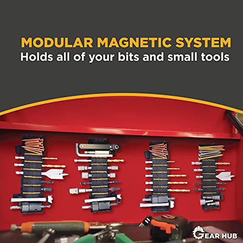 Gear Hub Bit Holster | NEW and IMPROVED Magnetic Drill Bit Holder and Organizer - Holds 10 Bits & 20 Screws - Attaches to Drill, Belt, or Any Metal Surface