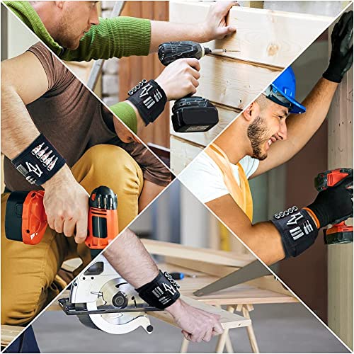 Dailymag Magnetic Wrist Holder and Retractable Magnetic Pick-Up Stick with LED, 2 in 1 Magnetic Tool Set, Tool Belt with Strong Magnets for Holding Screws/Nails/Drill, Ideal for Dad, Husband