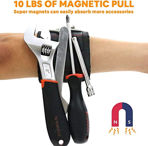 Dailymag Magnetic Wrist Holder and Retractable Magnetic Pick-Up Stick with LED, 2 in 1 Magnetic Tool Set, Tool Belt with Strong Magnets for Holding Screws/Nails/Drill, Ideal for Dad, Husband