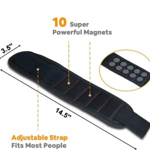 Dailymag Magnetic Wrist Holder and Retractable Magnetic Pick-Up Stick with LED, 2 in 1 Magnetic Tool Set, Tool Belt with Strong Magnets for Holding Screws/Nails/Drill, Ideal for Dad, Husband