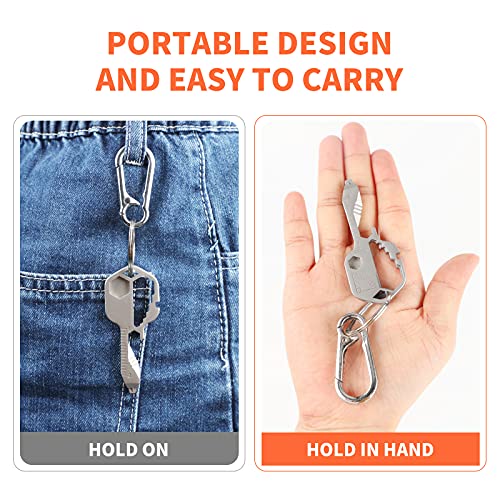 Generic 24- in-1 Key Shaped Pocket Tool, multitool key with key chain, Outdoor keychain tool for Drill Drive, Screwdriver, file, Wrench, Ruler, Bottle Opener,Wrench, Stripping, etc (Silver)