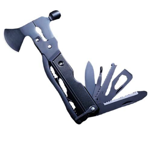 HMQCI Survival Tool Christmas Birthday Gift for Men,Multitool Camping Accessories Hatchet Christmas Stocking Stuffers Gifts for Men Dad Husband Multitool Hammer (Black 1)