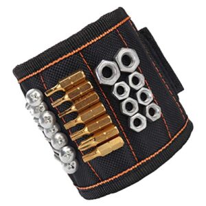 wartool magnetic wristband tool belt with 5 strong magnets for holding screws, nails, bolts, drill bits, perfect gifts for men/women,dad, husband, boyfriend, diy handyman, woodworker black