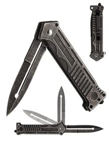 rgnine pocket knife for men razor blade 3.25″ – edc knife stainless steel with clip, handle 4.75″ – tactical folding knives for men, black
