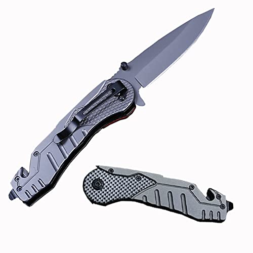 AluAlu Pocket Knife,Camping Fishing Hiking Survival Knife with Safety Liner Lock - Best EDC Camping Hiking Hunting Knofe,Wood Handle Sharp Blade Knifes-Gift for Men (Carbon fiber handle)