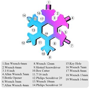 19 in 1 Snowflake Multi-tool, Screwdriver -Bottle opener,Outdoor Wrench Multi-tool STANDARD/METRIC Snowflake Wrench Cool gadgets,Great Christmas gift, Father'day Gift