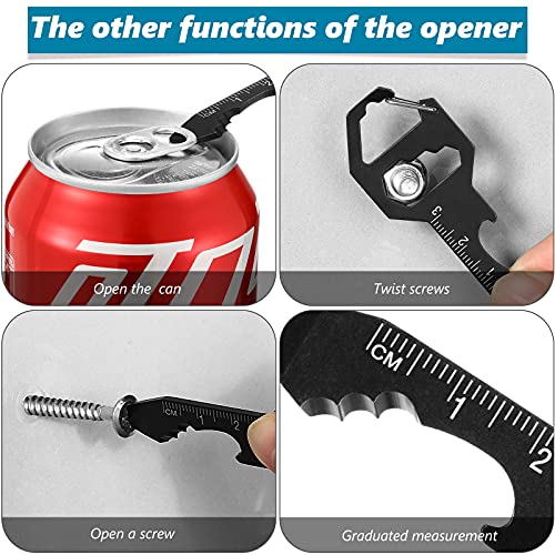 4 Pieces Bottle Opener Multi Tool Stainless Steel EDC Gadget Universal Pocket Tools 6-in-1 Multi-Tools Function Bottle Opener, Metric Ruler