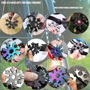 18-in-1 Snowflake Multi-Tool Stainless Steel Wrench Pocket Snowflake Tool Screwdriver Kit Bottle Opener with Carabiner for Outdoor Travel Camping Adventure Gifts for Men(4 Pcack 4 Colorful)