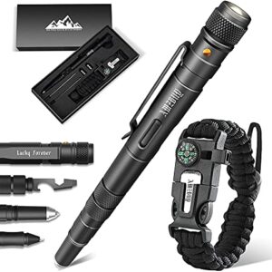 Father's Day Gifts for Dad Men Husband from Daughter Son Wife, 7-in-1 Multitool Pen & 5-in-1 Bracelet - Engraved "Lucky Forever", Birthday Gifts for Men Him Women, Cool Tool Gadgets Unique Gifts Idea