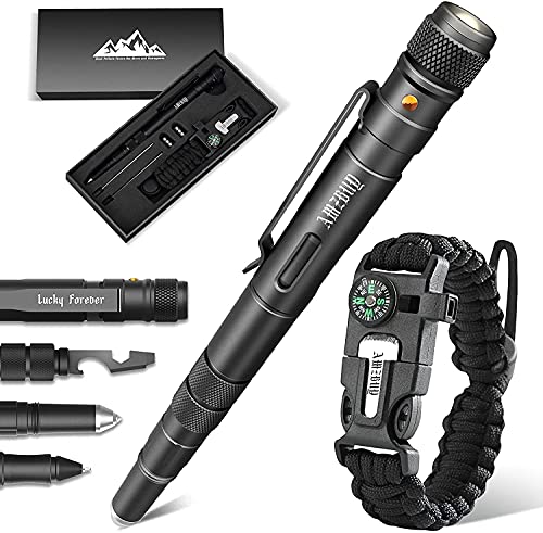 Father's Day Gifts for Dad Men Husband from Daughter Son Wife, 7-in-1 Multitool Pen & 5-in-1 Bracelet - Engraved "Lucky Forever", Birthday Gifts for Men Him Women, Cool Tool Gadgets Unique Gifts Idea