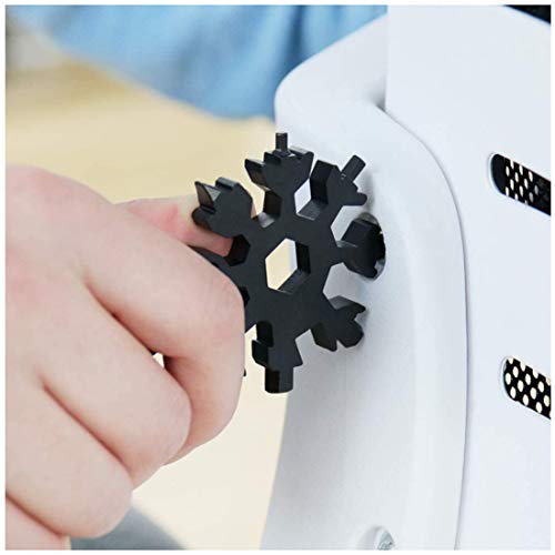 Snowflake Multitool, 1 Piece 18-in-1 Stainless Steel Snowflake Standard Multitool, Snowflake Wrench with Key Ring, Great for men Christmas Gift (1, Black)