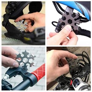 Snowflake Multitool, 1 Piece 18-in-1 Stainless Steel Snowflake Standard Multitool, Snowflake Wrench with Key Ring, Great for men Christmas Gift (1, Black)