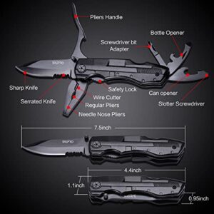 SIUPRO Multitool Pocket Kinfe Men, Gifts for Him Dad Husband Boyfriend, Multi Tool Tactical Cool Gadgets, Multipurpose Folding Utility Plier, Survival Gear for Camping, Fishing