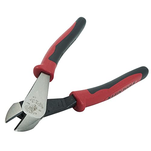 Klein Tools J228-8 Pliers, Diagol Cutting Pliers with Dual-Material Journeyman Handles, Short Jaws and Beveled Cutting Edges, 8-Inch