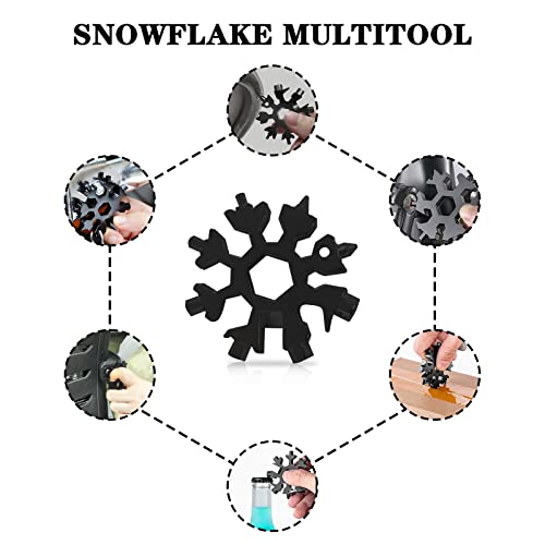 Snowflake Multitool,18-In-1 Stainless Steel Snowflake Wrench Screwdriver Multi-Tool,Mini Small Portable Pocket Keychain Tools and Gadgets for Men Dad Fathers Christmas Thanksgiving Gifts(6PCS)