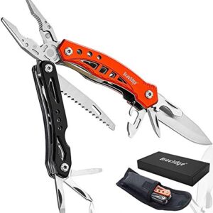 Multitool Bravedge Multi Tool Pliers, 12-in-1, Foldable, Pocket-size with Sheath, Gifts for Men and Women, Dad's choice, for Camping, Survival, Cycling, Hiking, Hunting, Stainless Steel