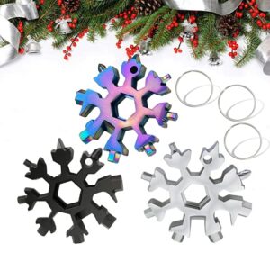 18-in-1 snowflake multi tool stainless steel handy snowflake wrench tool snowflake screwdriver tactical tool for outdoor camping valentine’s day (multi 3 pack)