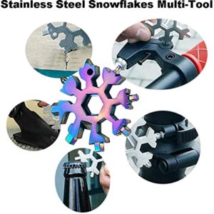 18-in-1 Snowflake Multi Tool Stainless Steel Handy Snowflake Wrench Tool Snowflake Screwdriver Tactical Tool for Outdoor Camping Valentine's Day (Multi 3 PACK)