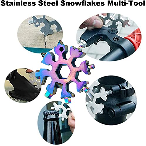 18-in-1 Snowflake Multi Tool Stainless Steel Handy Snowflake Wrench Tool Snowflake Screwdriver Tactical Tool for Outdoor Camping Valentine's Day (Multi 3 PACK)