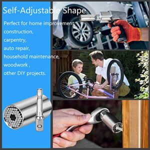 Universal Socket Wrench 7-19mm 19-in-1 Snowflake Standard Multitool Ratchet Power Drill Adapter Grip Socket Gifts for Father/Dad, Husband, Boyfriend, Him Guys Women Handyman DIY Gadgets Tool Set 3 PCS