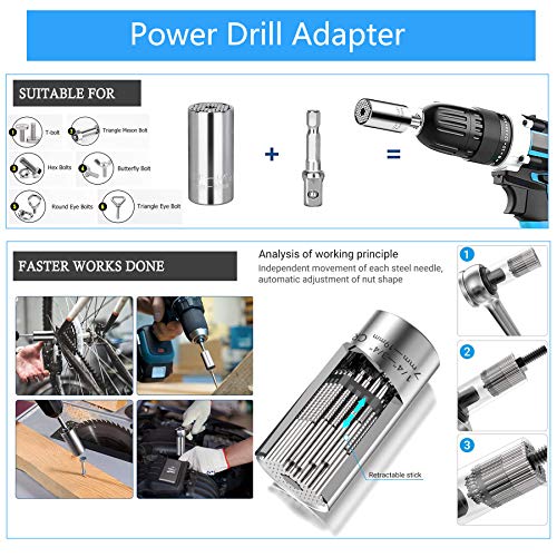 Universal Socket Wrench 7-19mm 19-in-1 Snowflake Standard Multitool Ratchet Power Drill Adapter Grip Socket Gifts for Father/Dad, Husband, Boyfriend, Him Guys Women Handyman DIY Gadgets Tool Set 3 PCS