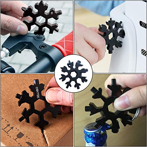 18-in-1 Snowflake Multi-tool with Wallet Multi Tool Credit Card Stainless Steel Bottle Opener, Box Cutter, Phillips Screwdriver, Allen Wrench, Credit Card Multi Toll Gift Set, Survival Gear (black)