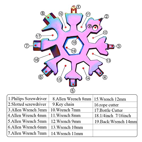 Snowflake Multi Tool Stainless Steel Colorful 18 in 1 Snowflake Wrench Screwdriver