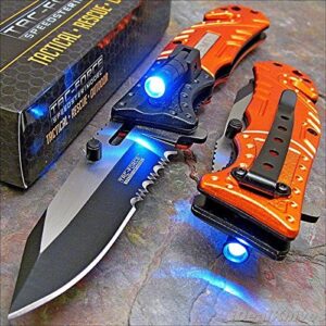 tac-force orange emt led tactical rescue pocket knife new