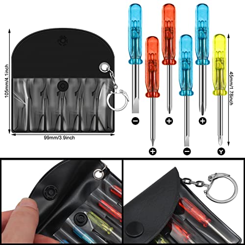 24 Pcs Bulk Mini Screwdriver Keychain LED Lights Keychain Set Flashlight Keychain Mini Screwdrivers Keychain Tool in a Portable Pouch Repair Kit for Tool Birthday Party Gifts Favor (Black)
