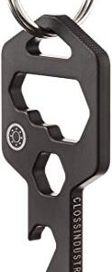 CLOSS 8 in 1 Titanium Multitool Keychain- Bottle Opener, Screwdriver and Wrench (Black) (1, Black)