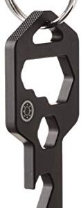 CLOSS 8 in 1 Titanium Multitool Keychain- Bottle Opener, Screwdriver and Wrench (Black) (1, Black)