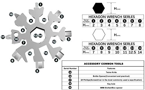 18 In 1 Snowflake Multi-Function Tool, Stainless Steel Snowflake Tool, Beer Bottle Opener, Beautifully Packaged