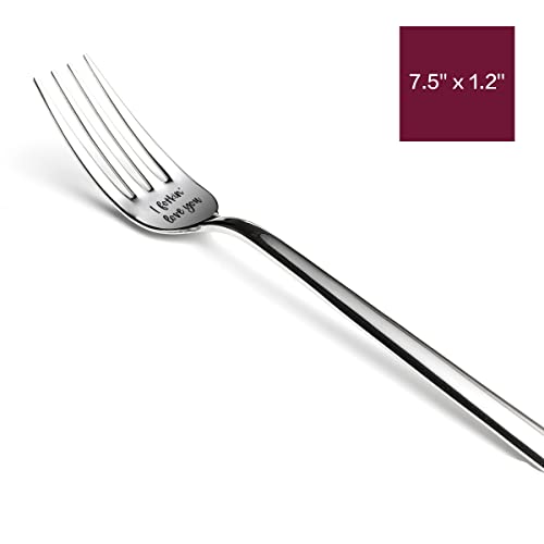 Stainless Steel Engraved Fork Gifts for Men Women Wife Husband - Funny I Forkin' Love You Dinner Fork Gift Perfect Birthday Christmas Valentine's Day Presents