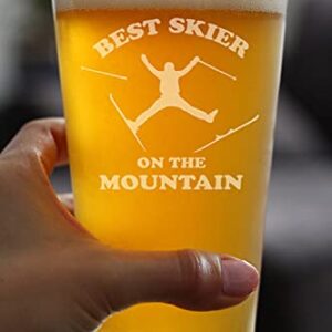 Best Skier - Pint Glass for Beer - Unique Skiing Themed Decor and Gifts for Mountain Lovers - 16 oz Glasses