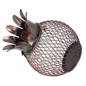 Ladieshow Wine Cork Container, Iron Pineapple Shaped Wine Bottle Cork Storage Box Ornament for Home Bar Decoration Holder Brown