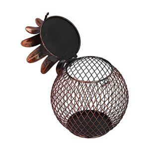 Ladieshow Wine Cork Container, Iron Pineapple Shaped Wine Bottle Cork Storage Box Ornament for Home Bar Decoration Holder Brown