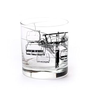 Black Lantern Whiskey Glasses – Rock Glass and Small Tumblers, Ski Lift Whiskey Glass – Mountain Decor Ski Lodge and Cabin Decor - Kitchen Cups - Ski Lift Drinking Glass