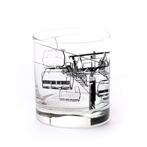 black lantern whiskey glasses – rock glass and small tumblers, ski lift whiskey glass – mountain decor ski lodge and cabin decor – kitchen cups – ski lift drinking glass