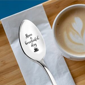 Have A Brewteaful Day Engraved Spoon Gift | Birthday Gift for Men Women | Christmas Gifts | Ideal Gift For Tea Coffee Lovers | Stainless Steel 7 inch Spoon