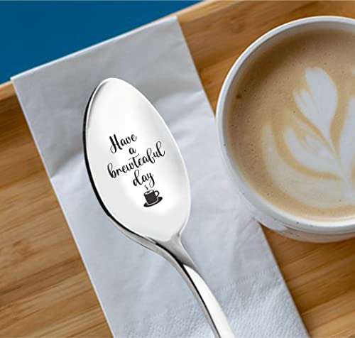 Have A Brewteaful Day Engraved Spoon Gift | Birthday Gift for Men Women | Christmas Gifts | Ideal Gift For Tea Coffee Lovers | Stainless Steel 7 inch Spoon