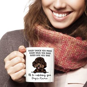 Personalized Miniature Poodle Coffee Mug, Every Snack You Make I'll Be Watching You, Customized Dog Mugs for Mom Dad, Gifts for Dog Lover, Mothers Day, Fathers Day, Birthday Presents